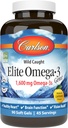 Carlson Elite Omega-3 Gems, 1600mg Omega-3s with EPA & DHA, ワイルドキャッチ ノルウェーの魚油, レモン風味, 90 Softgels