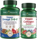 Purity Products Bundle - Vegan Omega 3-6-9 + Vegan Collagen Builder Omega 3-6-9 (“5 in 1” Plant-Based Omega Essential Fatty Acid) - Vegan Collagen Builder (w/Key Plant-Based Ingredients & More)