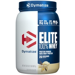 Dymatize エリート 100% の粘着性がある蛋白質の粉、L ロイシン、最適筋肉回復、グルメ バニラ、32 Oz のための速い吸収及び速い消化