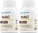 ピュアゲンラボN-アセチル-L-Cysteine(NAC) 600mg、サポート免疫、呼吸器、肝臓の健康、NAC 600mg、強力な酸化防止サポート、吸収しやすい - 合計120の野菜カプセル