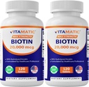 Vitamatic High Potency Biotin 20000 mcg (20mg) with Keratin 100mg - 120 Vegetarian Tablets - Biotin Supplements for Healthy Hair Skin & Nails for Adults (120 Count (Pack of 2))