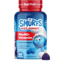 Smurfs Kids Multivitamin Gummies | ビタミン・ミネラル15個入りの子供向けマルチビタミングミー | 実フルーツで作製 | ドクター開発 | GMO・ノー・人工香料・色 | 60グミー
