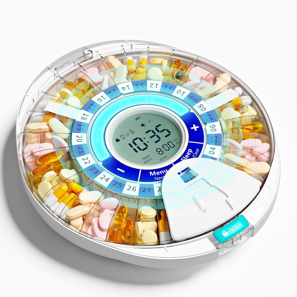 Automatic Pill Dispenser - Alarm & 28-Slot Organizer