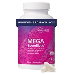 Microbiome Labs MegaSporeBiotic Probiotics for Women & Men - Gut Health & Digestive Support - シェルフテーブル、旅行フレンドリー、男性&女性プロバイオティクス(180カプセル)