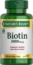 Nature's Bounty Biotin、細胞エネルギーと健康な髪、皮膚、爪、5000 mcg、150 Softgels のための代謝をサポート