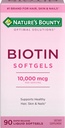 Nature's Bounty Biotin 10000mcgの補足、健康な毛、皮および釘、Biotin、90の急速な解放の液体のSoftgelsが付いている最適解決の毛のビタミンを支えて下さい