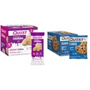 Quest Nutrition Frosted Cookie Twin Pack バースデーケーキ 1g Sugar 10g Protein 2g Net Carbs Gluten Free 8Count & Chocolate Chip Protein Cookie 12Count