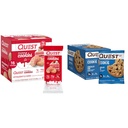 Quest Nutrition Frosted Strawberry Cake & Chocolate Chip Cookie Bundle, 1g Sugar, 10g Protein, 2g Net Carbs, Gluten Free, 16 & 12 カウント