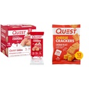 Quest Nutrition Frosted Cookie Twin Pack, Strawberry Cake, 1g Sugar, 10g Protein, 2g Net Carbs & Cheese Crackers, Cheddar Blast, High Protein, Low Carb, 本物のチーズで作られた, 12 Ct