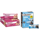 Quest Protein Bar バンドル - ホワイト チョコレート ラズベリー 12 カウント & クッキー 'N クリーム ミニ 14 カウント