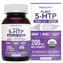 オーガニック5-HTP - 200mg | 99% 5HTP濃度、プラスコファクタビタミンB6&ライオンズマネ|有機性グリフォニア種子から抽出された水 | 気分、認知度、眠りをサポート(60カプセル | 30サービング)