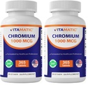 Vitamatic Chromium 1000 mcg | 365錠 | 高効力クロムピコリネート | 非GMO、グルテンフリー(2個入り)