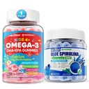 Omega 3 (EPA/DHA) 充填ガミー + オーガニックブルースピルリナ ガミー