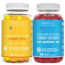 RUWAA NUTRITION Omega 3 Gummies, DHA Gummiesと1mg Melatonin Gummies | No Fish, No After-Taste, Non-Habitフォーミング, Gluten Free, Non-GMO, 米国製.