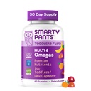 SmartyPants Toddler Multivitamin Gummies、Omega 3 (DHA/EPA)、ビタミンD3、C、ビタミンB12、B6、A、K及び亜鉛、Biotin、グルテンフリーの3つのフルーツの味、60の計算(30日の供給)