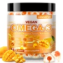 ビーガンオメガ3グミー - 魚油オメガ3は、大人のための代替 - Algae DHA 600mg&EPA 400mg、ビタミンD3 K2 - 魚の味なし - 脳、目、免疫サポート - 砂糖無料、120カウント