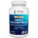 Dr. Berg Omega-3 Cod Liver Fish Oil 60 Softgels – ワイルドキャッチアイスランドコッド – Omega 3 EPA & DHA – ハート, 脳, 免疫&アイサポート* – レモン味 – 4X Lab-Tested – Non-GMO, いいえフィラー