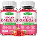 Omega-3 グミー ポテト アルゲー オメガ ソース, ブースト 脳, 目 & 免疫機能, DHA と EPA ビーガン & 砂糖無料, イチゴ味, 120 カウント