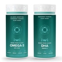 Iwi Omega-3&DHA Omega-3バンドル、30サービング、ビーガン植物ベースの藻オメガ3、Krill&フィッシュオイルオルタナティブ、魚介のAftertasteなし
