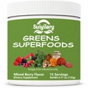 Suiyilary Greensの消化器の健康、砂糖のためのSuperfoodsの粉は極度の緑の粉、スピルリナ、Bloating及びガット サポート、女性のための毎日のサポート、混合されたベリー(15のサービング)を混合しました