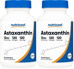 Nutricost アスタキサンチン12mg、非GMOおよびグルテンフリー、120 Softgels (4か月の供給)(パッケージ2)