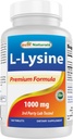 最高のナチュラルL-リジン1000mg 180錠 - 強い免疫の健康と風邪の痛みのための二重強さのリジン