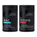 スポーツリサーチ®抗酸化支援パック - N-アセチルL-Cysteine(NAC) 600mg、CoQ10 100mgは、w /ココナッツオイル&バイオペリンを強化 - ビーガン・非GMO・グルテンフリー