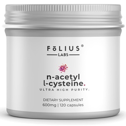 FOLIUS LABSクリーンラベルN-アセチルL-Cysteine(NAC) 600mgサプリメント - Lungsと呼吸器サポート - 免疫健康サポート - 120ベジーカプセル