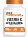 ローズヒップカプセル付きBulkSupplements.comビタミンC - アスコルビン酸Supplemnet、免疫サポートのためのローズヒップ - ビーガン、サービングあたりの2カプセル(1000mg)、360カウント(パッケージ1)