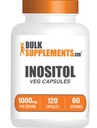 BulkSupplements.comイノシトールカプセル - ビタミンB8、全体ウェルネスのためのイノシトール1000mg - グルテンフリー、サービングあたりの2カプセル、120カウント(パッケージ1)