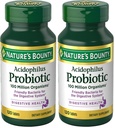 Nature's Bounty LactobacillusのAcdophilusのプロバイオティック サプリメント - 女性/男性消化器の健康のための毎日のプロバイオティック、100,000,000の組織、Vegetarian、1日当たりのサービング、120錠、(2パック)