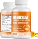 Magnesium Glycinate Supplement Softgels, Magnesium Glycinate 400mg with Zinc, Vitamin B6, C, D3, Pure Magnesium for Sleep, Calm, Muscle, Energy, Heart Support - 60 Vegan Capsules for Women & Men