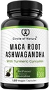 Maca Root、Ashwagandhaの根のエキス、Turmeric CurcuminおよびBioperine 120のカプセルは米国で作りました