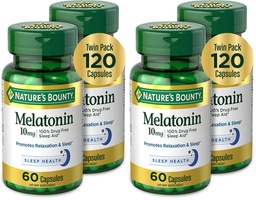 Nature's Bounty Melatoninは、リラックスと睡眠の健康を促進します, 10mg, カプセル, 60 Ct (のパック 4)