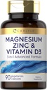 Carlyle Magnesium Zinc and Vitamin D3 | 90 Capsules | 3-in-1 Advanced Formula | Vegetarian, Non-GMO and Gluten Free