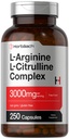 ホルバハチ L-アルギニン L-シトルリンコンプレックス | 3000mg | 250カプセル | 非GMO、グルテンフリーサプリメント