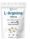 マイクロ成分L-アルギニン1000mg、MCT油、300軟ゲル | ニトリ酸化物プレクサー* 男性用・女性用 | 余分強度アミノ酸フォーミュラ 日用ウェルネス | 非GMO、グルテンフリー、大豆なし