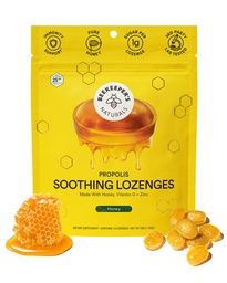 蜂蜜の咳の低下 - ビタミンD、亜鉛、プロポリスとの免疫サポート - Beekeeper's Naturals - Throat Soothing Lozenges、14 Ct