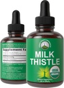USDA Organic Milk Thistle Extract Vegan Liquid Drops. Liver Detox Herbal Supplement. Zero Sugar, Great for Digestion and A Cleanse. Pure Organic Milk Thistle Tincture Supplements for Women and Men