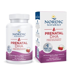 Nordic Naturals Prenatal DHA、いちご - 90 ソフトジェル - 830 mg Omega-3 + 400 IU ビタミンD3 - Non-GMO - 45 サービング
