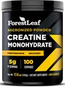 ForestLeaf Micronizedクレアチンモノハイドパウダー - 筋肉の成長と強度を最大化 - 女性と男性のための非風味のクレアチン - サービングあたり5G - 100サービング