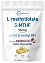 マイクロ成分L Methylfolate 15mg、240 Softgels | B6およびメチルB12の活動的な5-MTHF | ココナッツオイルとのメチル化されたビタミンB9