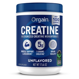 Orgain のクレアチンの Monohydrate の Micronized の粉、100 のサービング、Unflavored、サポート筋肉成長、ポストのワークアウトの回復および頭脳の健康、人及び女性のための人工的な添加物無し(包装の 5 月 Vary)