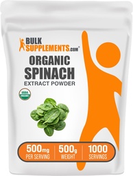 BulkSupplements.com有機ほうれん草エキスパウダー - 葉エキス、ハーブサプリメントから有機ほうれん草パウダー - グルテンフリー、500g(1.1lbs)(パッケージ1)