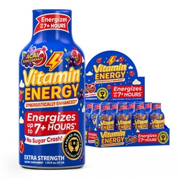 ビタミンエネルギーB12 11,000%の余分強さエネルギー打撃のAçaí Pomegranate 12のパック、260mg自然なカフェイン、B12及びB6、Nootropicの焦点、Vitality、ゼロ砂糖、グルテンフリー、ビーガン、コーシャ、1.43のfloz