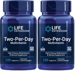 ライフエクステンション2-Per-Day高効力マルチビタミン&ミネラルサプリメント - ビタミン、ミネラル、植物エキス、ケルセチン、5-MTHF Folate&More - グルテンフリー - 非GMO - 120錠(パッケージ2)