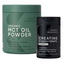 クレアチンモノハイドカプセルと有機MCTオイルパウダーを備えたスポーツリサーチ®ケトパック - Keto&Vegewel MCTs C8、ココナッツからのC10