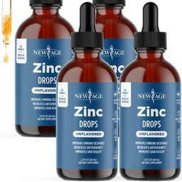 Liquid Zinc Drops for All Ages by NEW AGE - Zinc Sulfate for Immune Support, Vegan, Non-GMO & Gluten Free, 120 Day Supply, 4-Pack