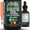 女性の液体のためのThyroBloomの甲状腺サポートはIodine LチロシンSeleniumの銅のashwagandha亜鉛KellpのBladderwrackのScisandraのGuggulのTurmericのビタミンA D3 B12はきれいなNuttra 4ozによって補います