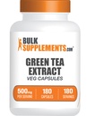 BulkSupplements.com緑茶エキスカプセル - 緑茶サプリメント、緑茶エキス500mg、緑茶ピル - 完全菜食主義者&グルテンフリー、1カプセル/サービング、1カプセル、180ベジーカプセル(1パック)